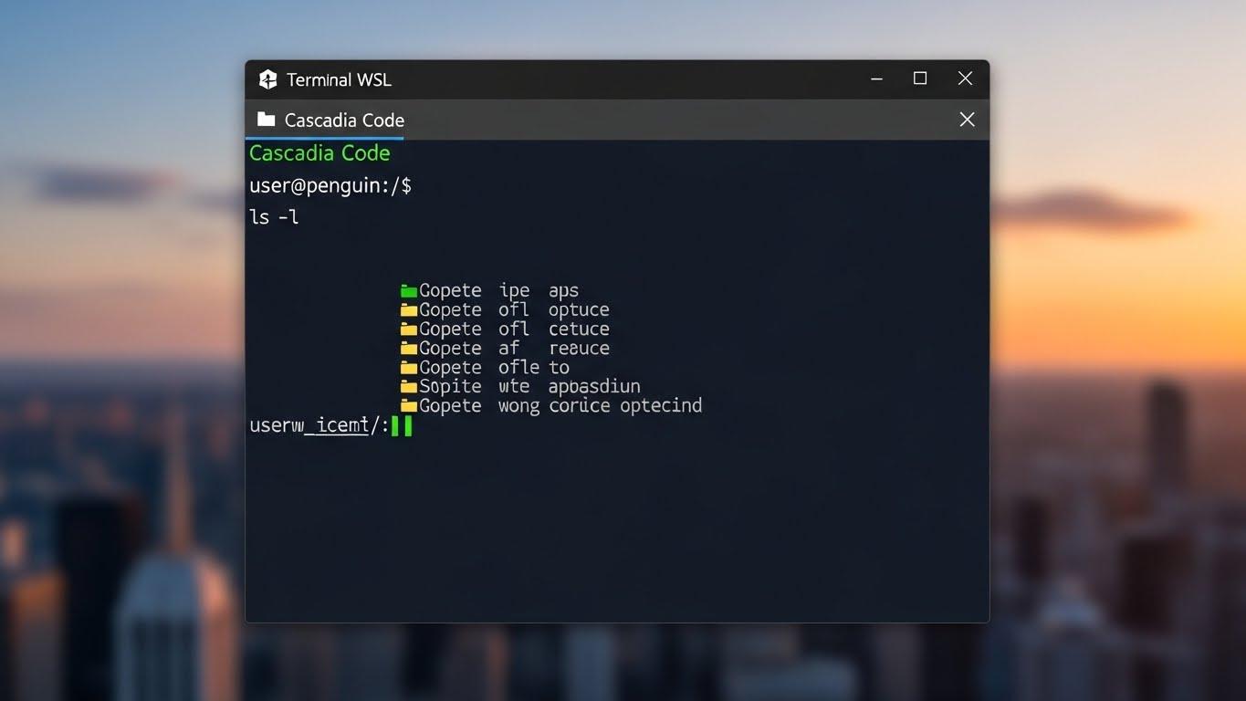 背景にアクリル効果と半透明が適用された、カスタマイズされたWindows Terminal画面。