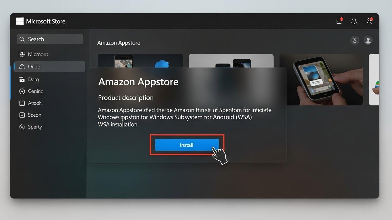 Windows 11のMicrosoft StoreでAmazon Appstoreのインストール画面が表示されている。