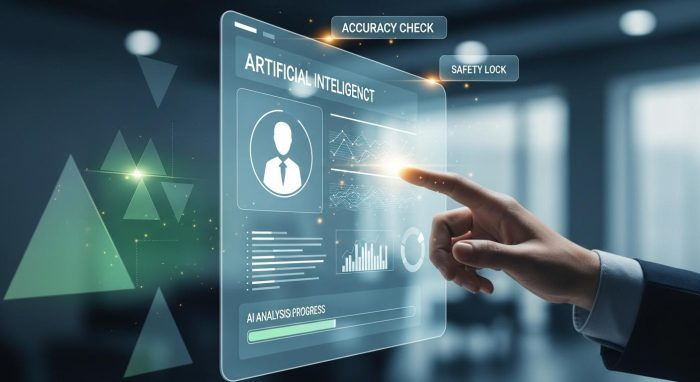 AIの出力内容を人間が最終確認する「Human-in-the-loop」のイメージ図