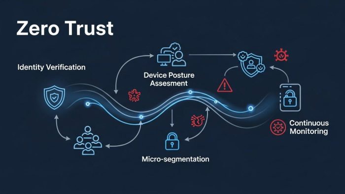 クラウドセキュリティとゼロトラストモデルの解説図