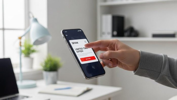 スパム通知を自信を持って削除する様子