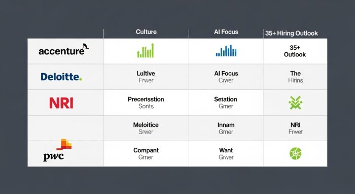 主要なコンサルティングファームの特徴と採用傾向の比較表