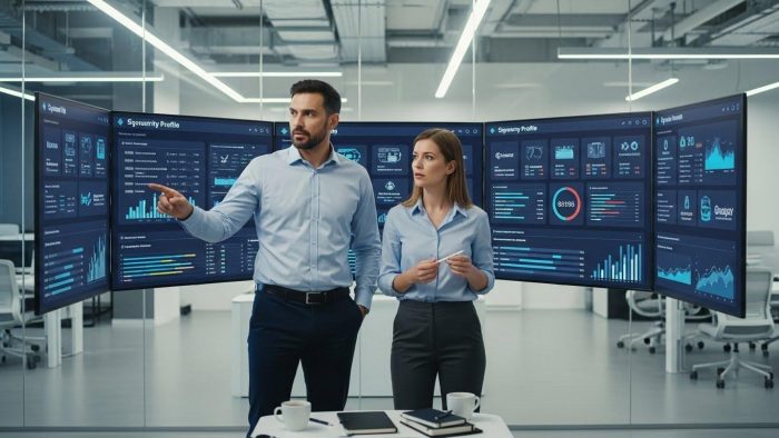 ITマネージャーがセキュリティ診断ベンダーを比較検討している様子