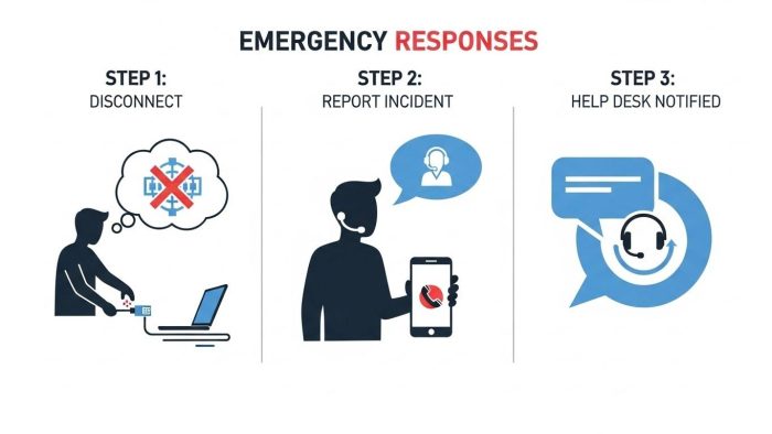 セキュリティインシデント発生時の緊急対応フロー図