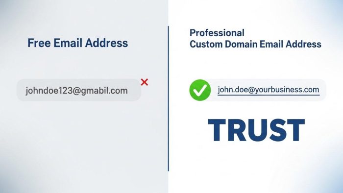 フリーメールと独自ドメインメールの信頼性比較図