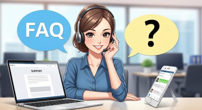 Galaxyのよくある質問に回答するカスタマーサポートのイラスト