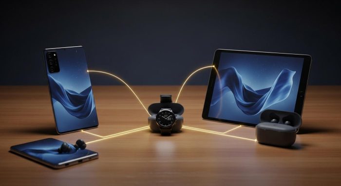 Galaxyの各種デバイスが相互に連携しているイメージ