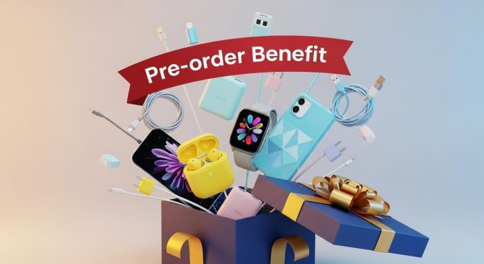 予約特典として進呈されるイヤホンやアクセサリーのイメージ