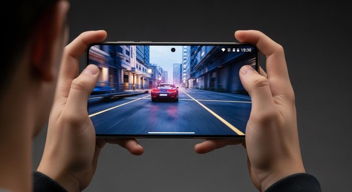 最新ゲームを快適にプレイしているスマートフォンの画面と操作風景