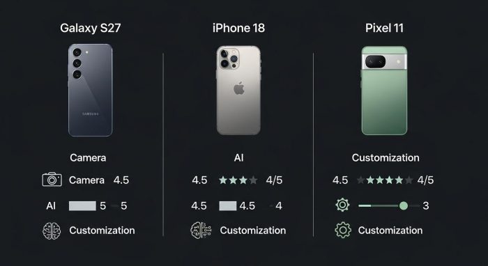 最新のGalaxy、iPhone、Pixelの3機種を比較した性能ランキング表