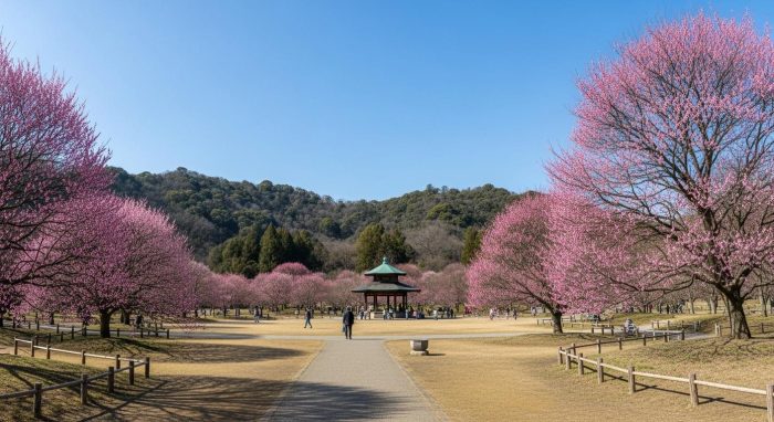 水戸・偕楽園の梅まつり全体の風景