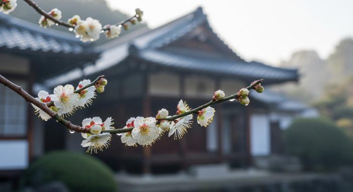 2月上旬の関東で静かに楽しめる穴場の梅まつり会場の風景