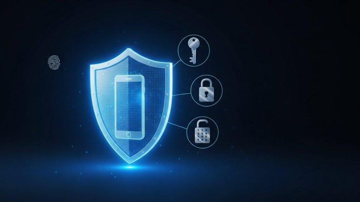 スマホを守る多層防御のセキュリティイメージ