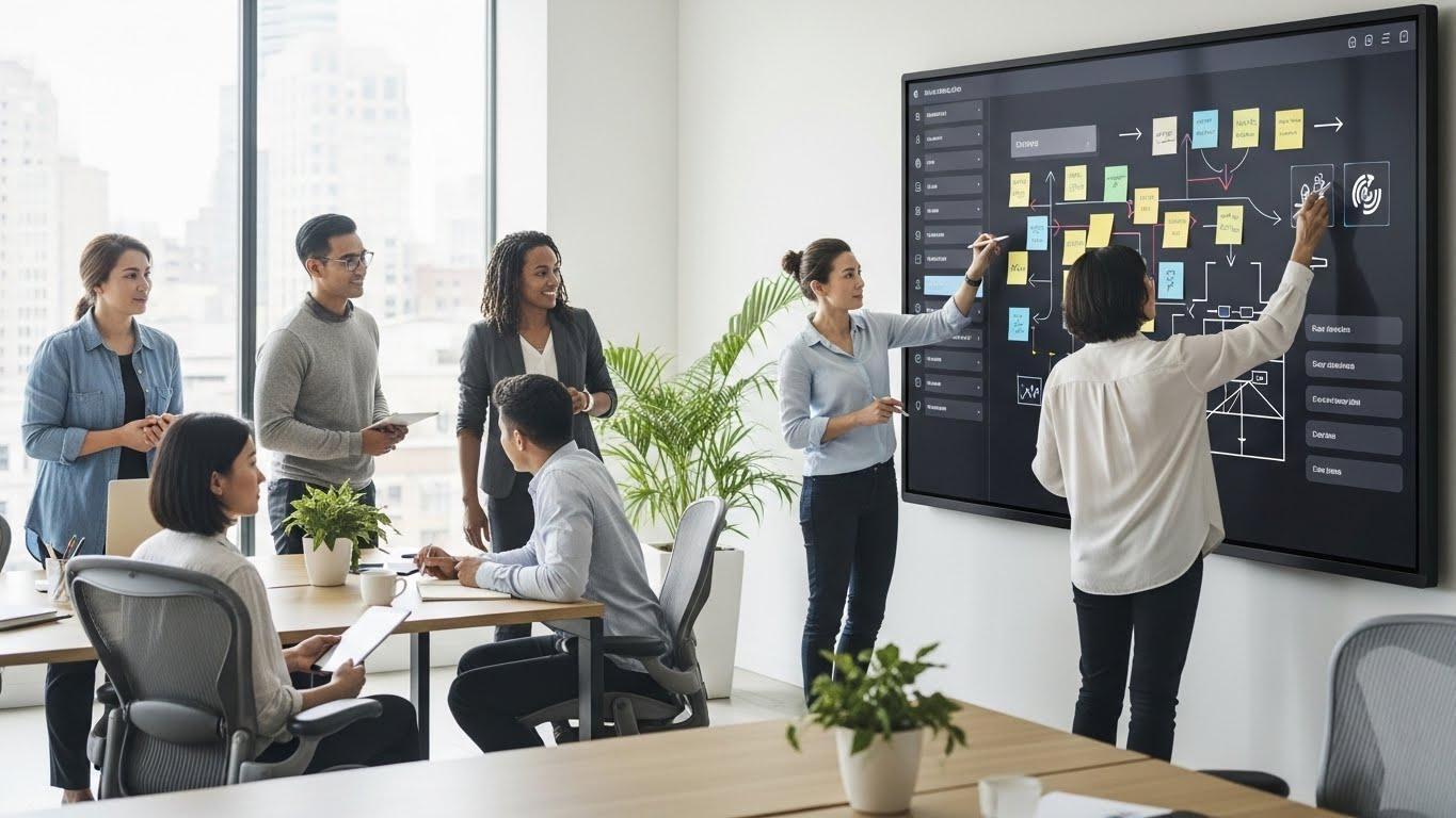 オンラインホワイトボードを複数人で共同編集している様子