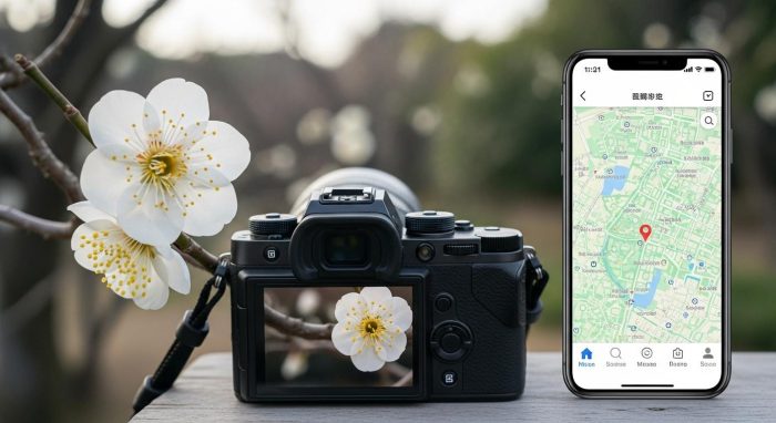 梅の撮影に便利なマクロレンズとスマートフォン
