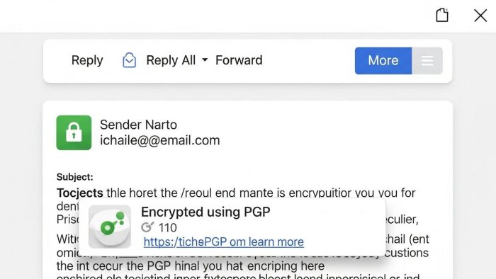 青く光るデジタル封筒と南京錠の暗号化イメージ