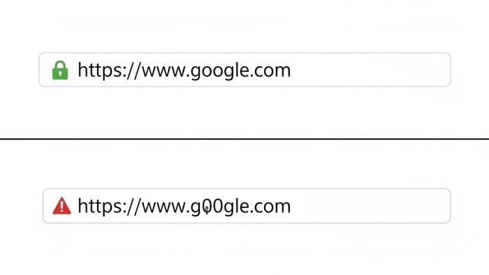 公式サイトのURLと偽サイトのURLの比較