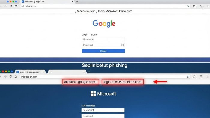 公式サイトとフィッシング詐欺サイトの比較図