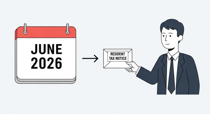2026年6月に住民税決定通知書が届くタイミングを示す図解