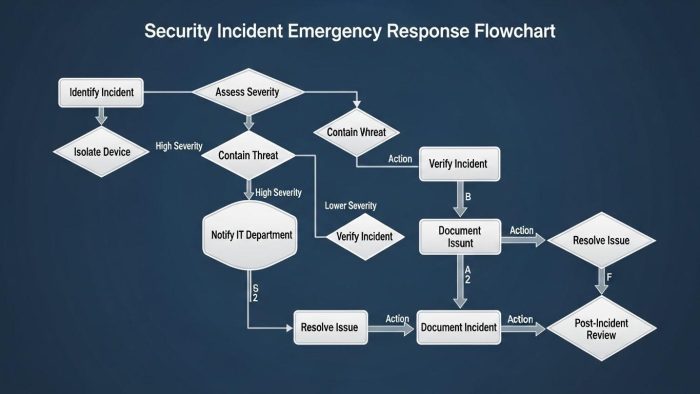 セキュリティ事故発生時の初動対応フローチャート