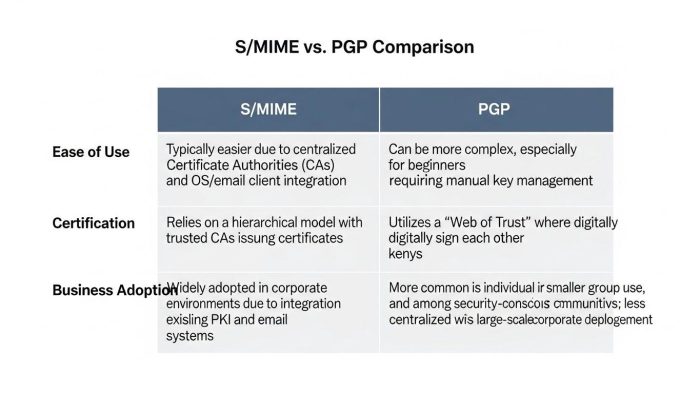 S/MIMEとPGPの比較表