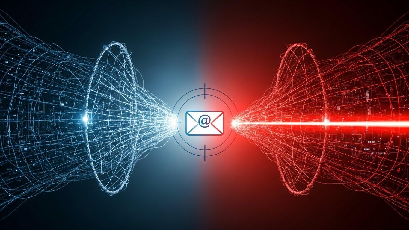 スパムメールと標的型メールの概念的な違いを示す図解