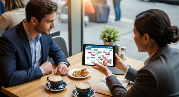 転職エージェントとキャリアロードマップを共有し、戦略を練る打ち合わせ風景