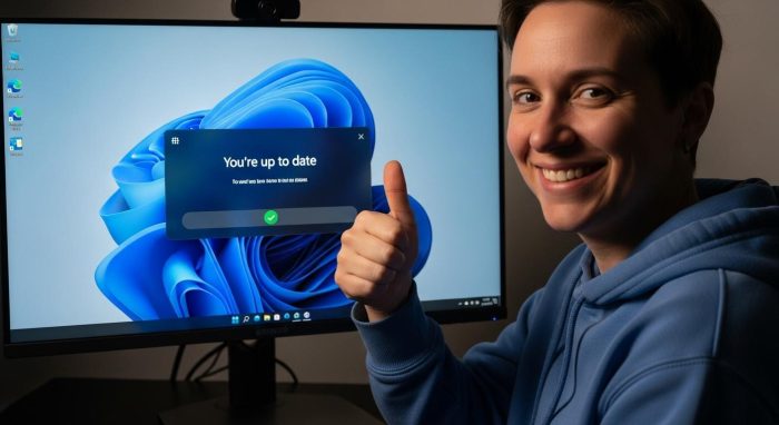Windows 11のアップデートを正常に完了し、快適にPCを使用するユーザー