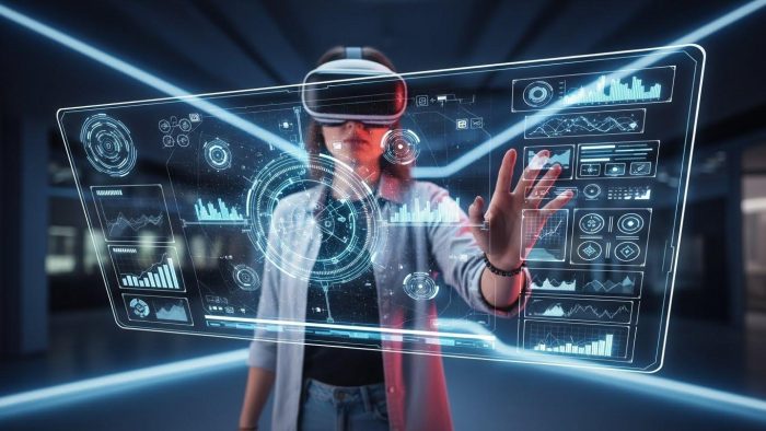 VR空間でホワイトボードを操作する様子