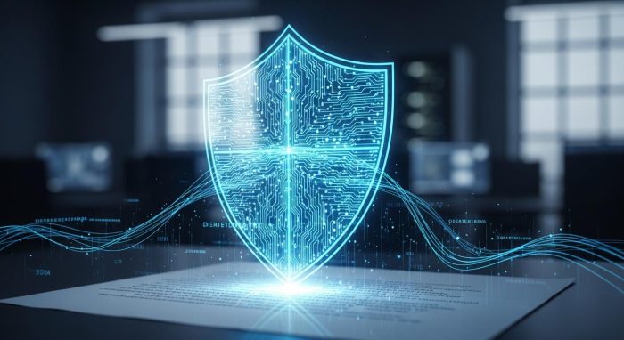 セキュリティシールドとデータ保護のシンボル