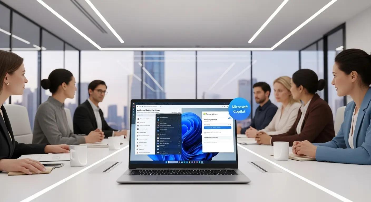 Windows 11のCopilotを活用して会議の議事録を自動で作成・要約している様子