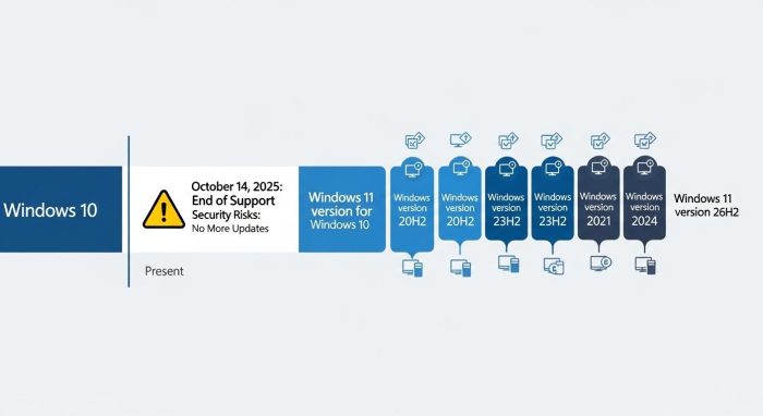 Windows 10のサポート終了とWindows 11 26H2への移行スケジュール図