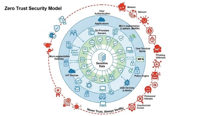 ゼロトラストセキュリティモデルの概念図