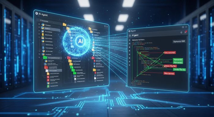 リポジトリ全体を把握するAIエージェントのイメージ