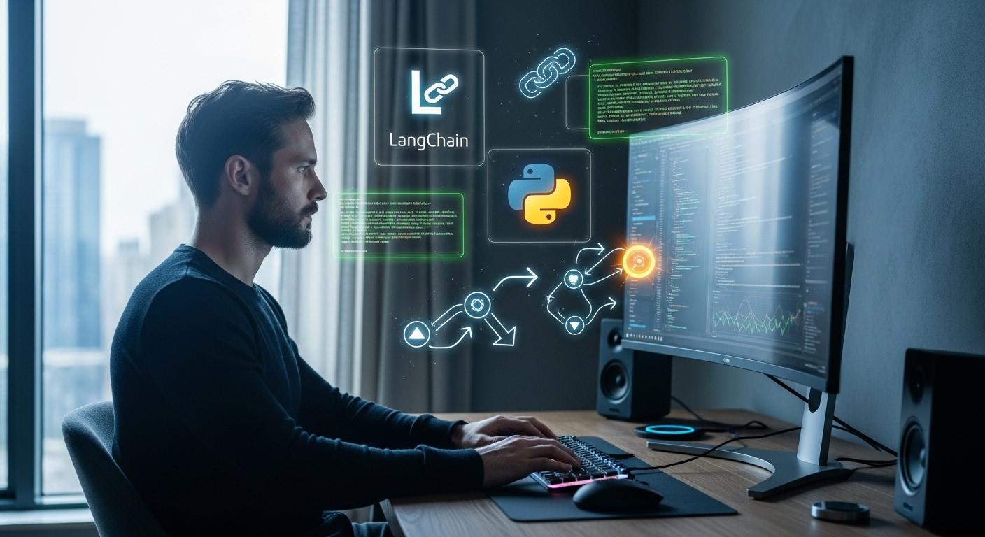 個人でAIエージェントを自作する開発者のイメージ図