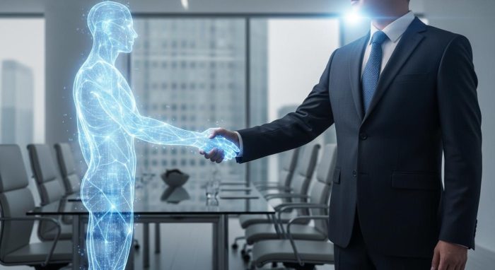 AIとのビジネスパートナーシップの象徴