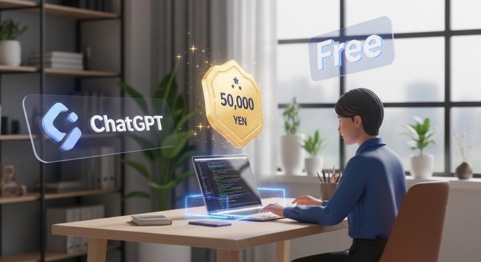 2026年に最新AIツールを無料で使いこなし、副業で月5万円の収益を目指す初心者のイメージ図