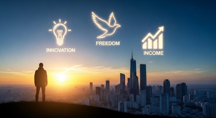 AIと共に明るい未来へ進む人のイメージ