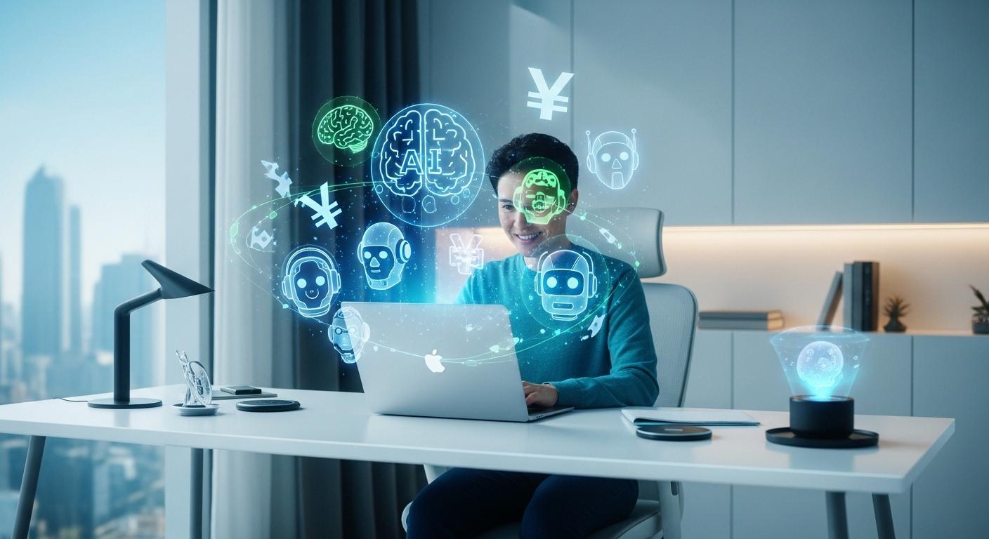 2026年の最新AIツールを活用して副業に取り組む人のイメージ画像