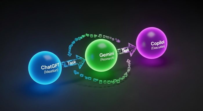 3つのAIを使い分ける効率的なワークフローの図解
