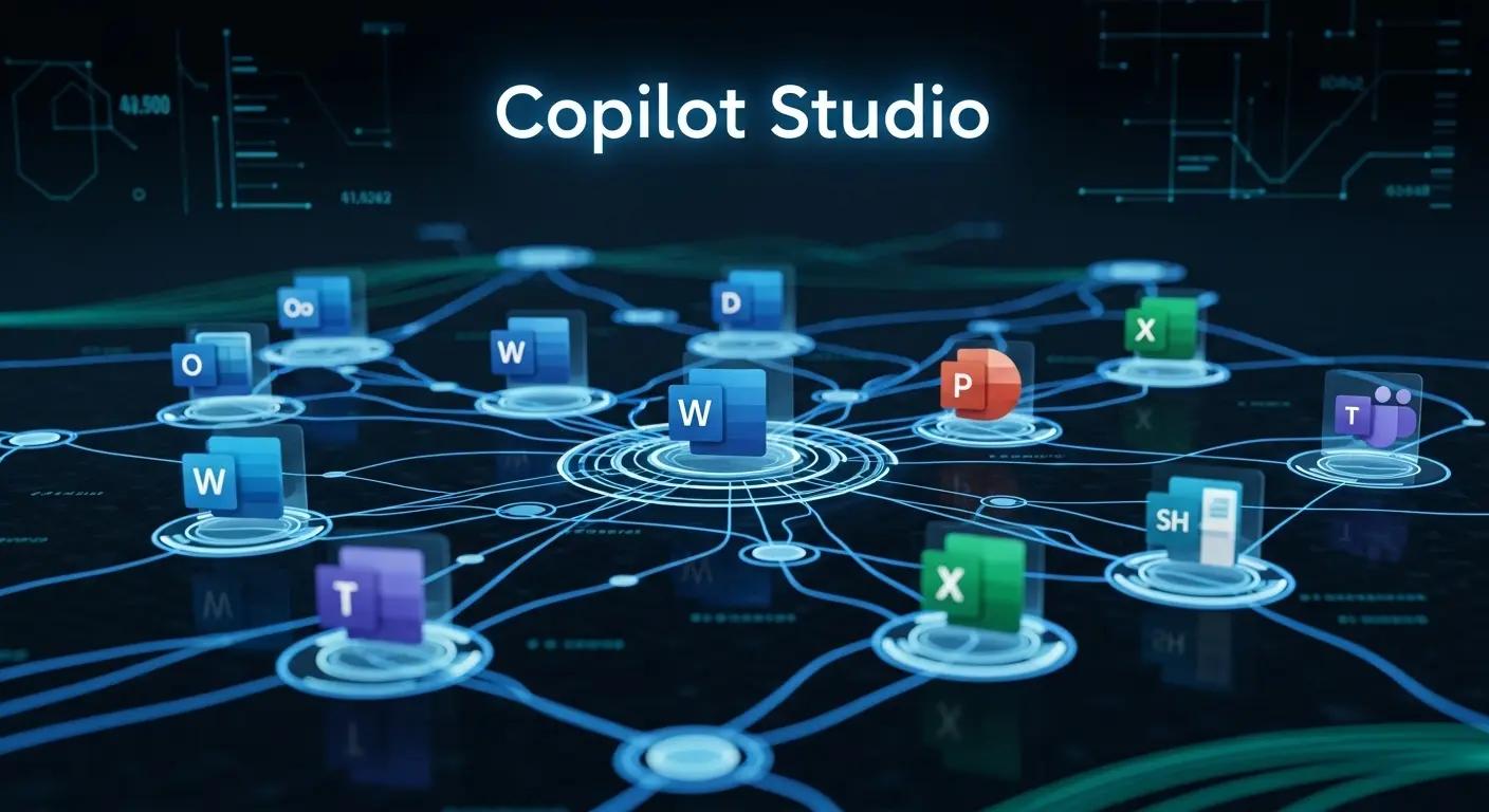 Microsoft Copilot Studioのライセンス管理画面をイメージした近未来的なダッシュボード