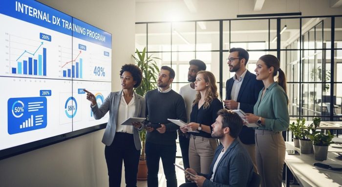 企業内での人材育成とDX研修のイメージ