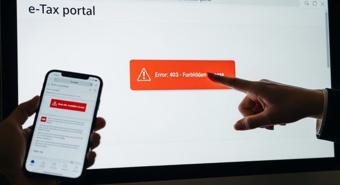 e-Taxのエラーコードをパソコン画面で確認する様子