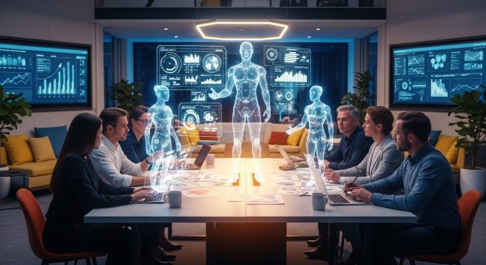 2026年の未来の働き方を描いたイラスト