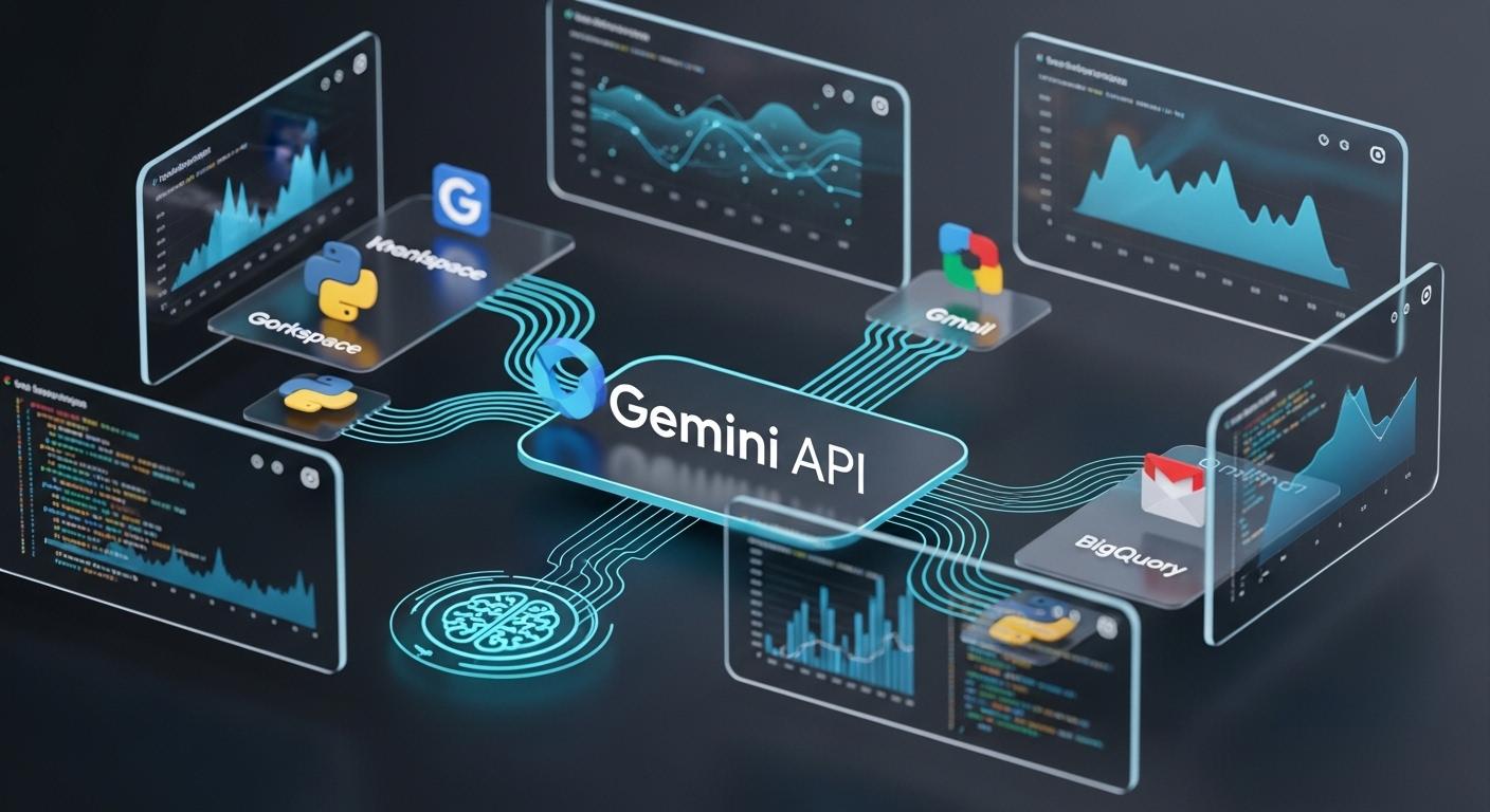 2026年におけるGemini APIのビジネス活用事例と統合のイメージ図