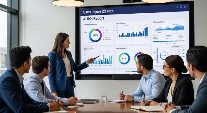 将来のAIコスト低減を象徴する未来的なイメージ