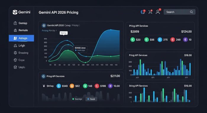 2026年のGemini API料金体系を示すデジタルダッシュボードのイメージ