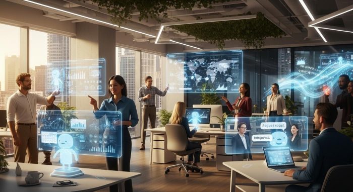 2026年のオフィスでAIエージェントが活躍する様子