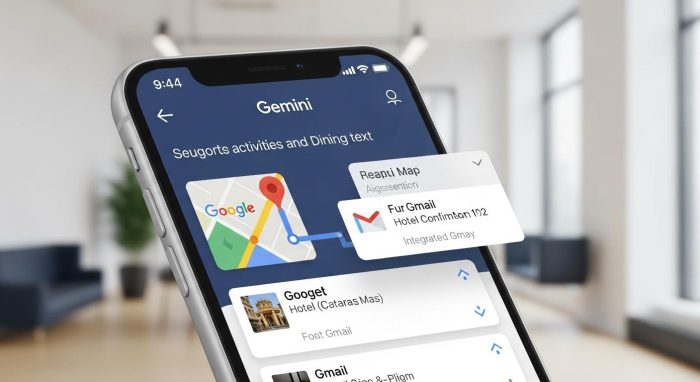 Googleアプリと連携するGeminiの操作画面