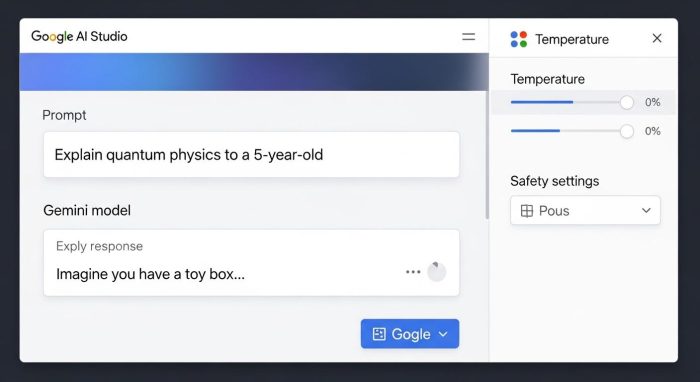 Google AI Studioでプロンプトのテストを行っている操作画面